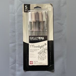 Sakura Gelly Roll 5 Pack: Moonlight Gray Tones Fine Line Gel 06 Pens